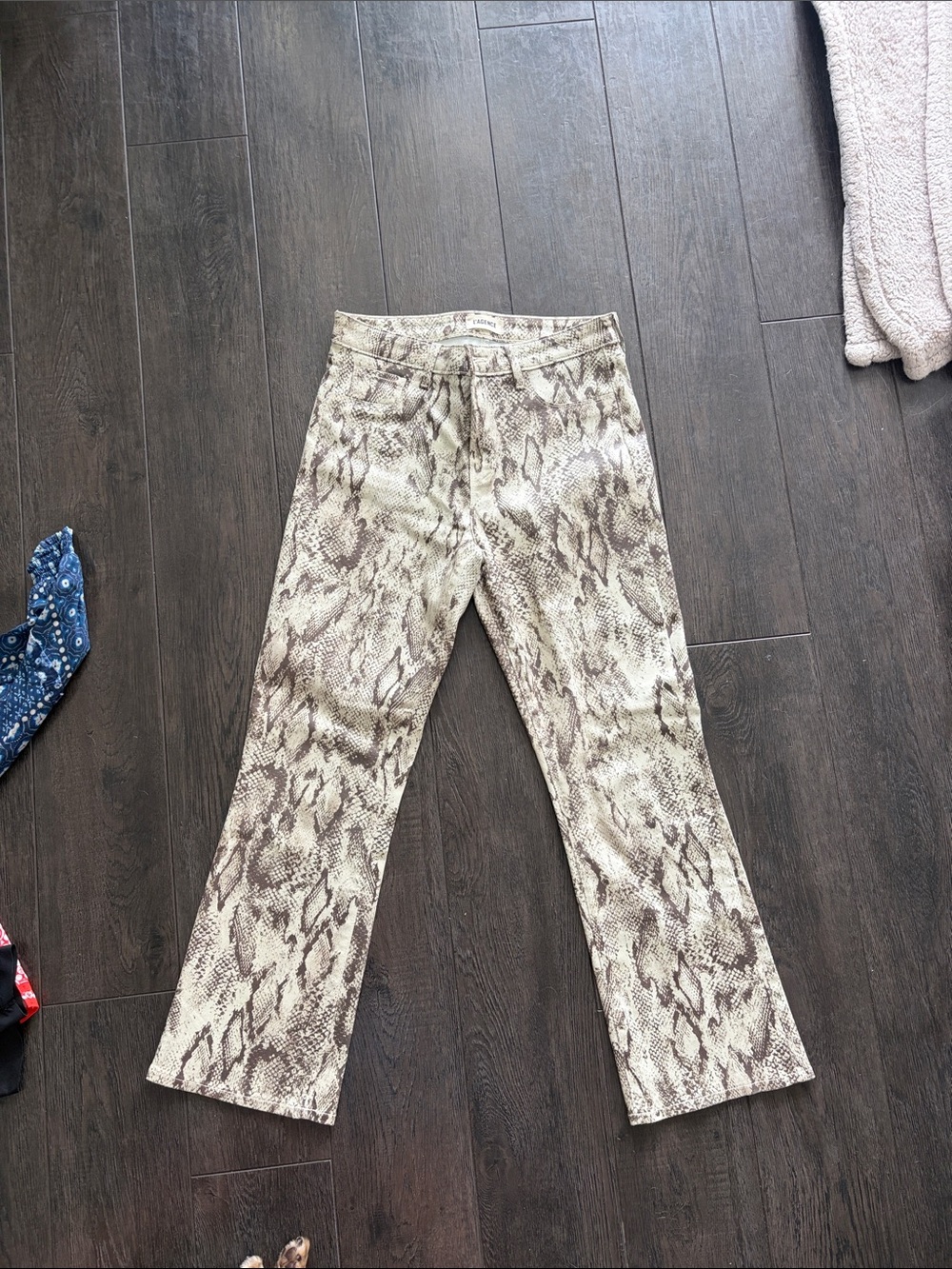 L'AGENCE Beige and Brown Snake Print Boot Cut Pants